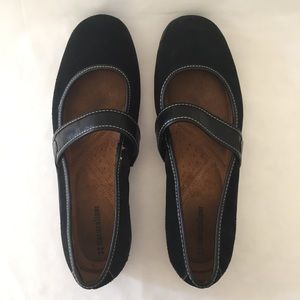 Naturalizer Black Suede, Leather Mary Jane Flats